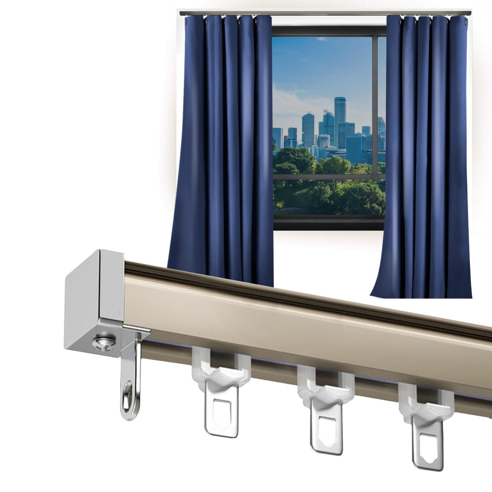 WQPMNYG Sliding Curtain Rail System - Durable Window Curtain Rod Kit for Room Divider Shower Track - Easy Install for Bedroom Living Room Bathroom Store Gazebo