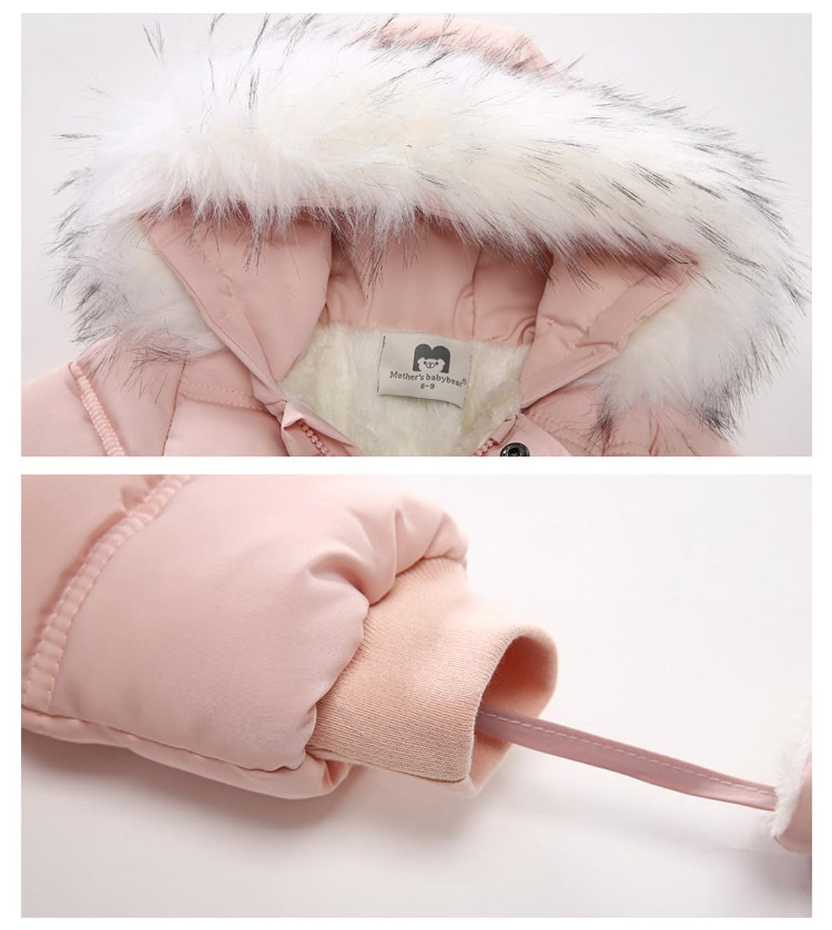 Mono con capucha y cremallera para bebés y niños con guantes traje de invierno para nieve abrigo mameluco ropa