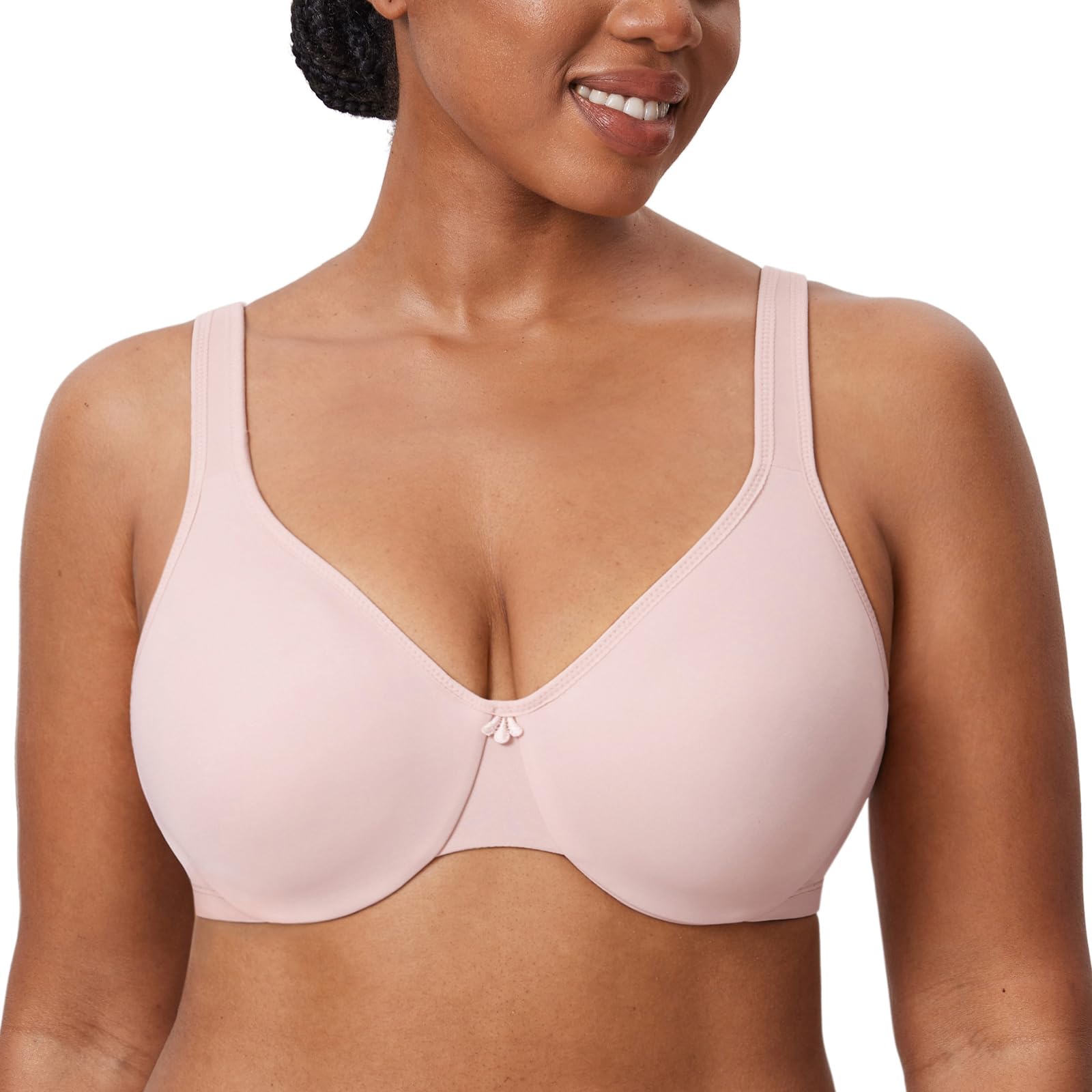 Delimira Women's Gentle Rose Minimiser Bra Plus Size Underwired Full Cup Non Padded Seamless Support T Shirt Bra 42F