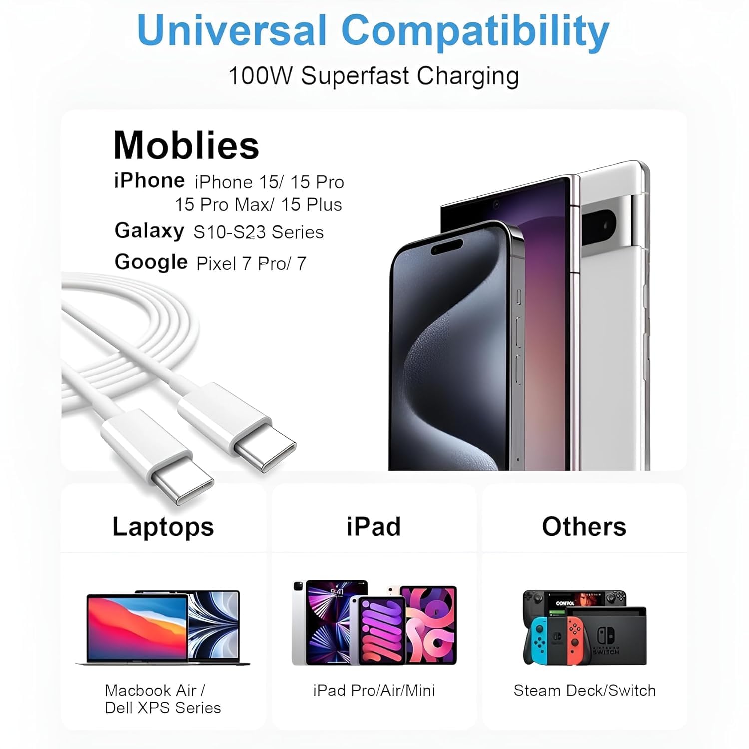 Samsung Original Type C to Type C Mobile Data Charging Cable for Galaxy SuperFast Transfer Power Cable M06/F06/M05/M16/F16/M15/M36/F36/M35/A16/A36/M14/F14/A14, M34/A55/A35/F35/S25/S24 fe/S23, White — Amazon image 6