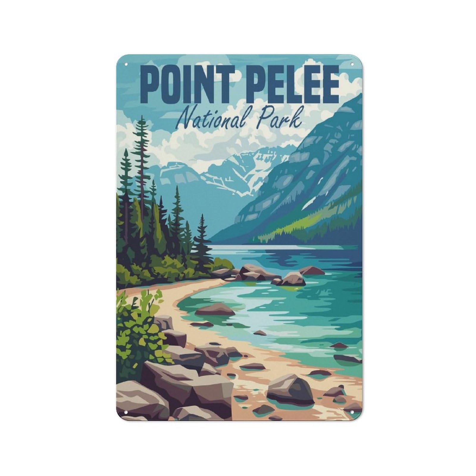 Junmoney Point Pelee National Park Vintage Metal Wall Decor 30X20cm, Decorative Metal Plaque For Coffee Bar, Small Shop Or Dining Room