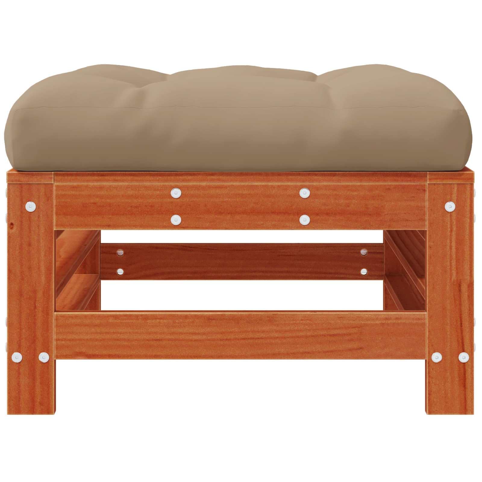 Reposapiés de jardín de madera maciza de pino con suelo de cera, resistente a la intemperie, extensión de salón exterior, cómodo cojín, ideal para terraza, balcón, jardín de invierno