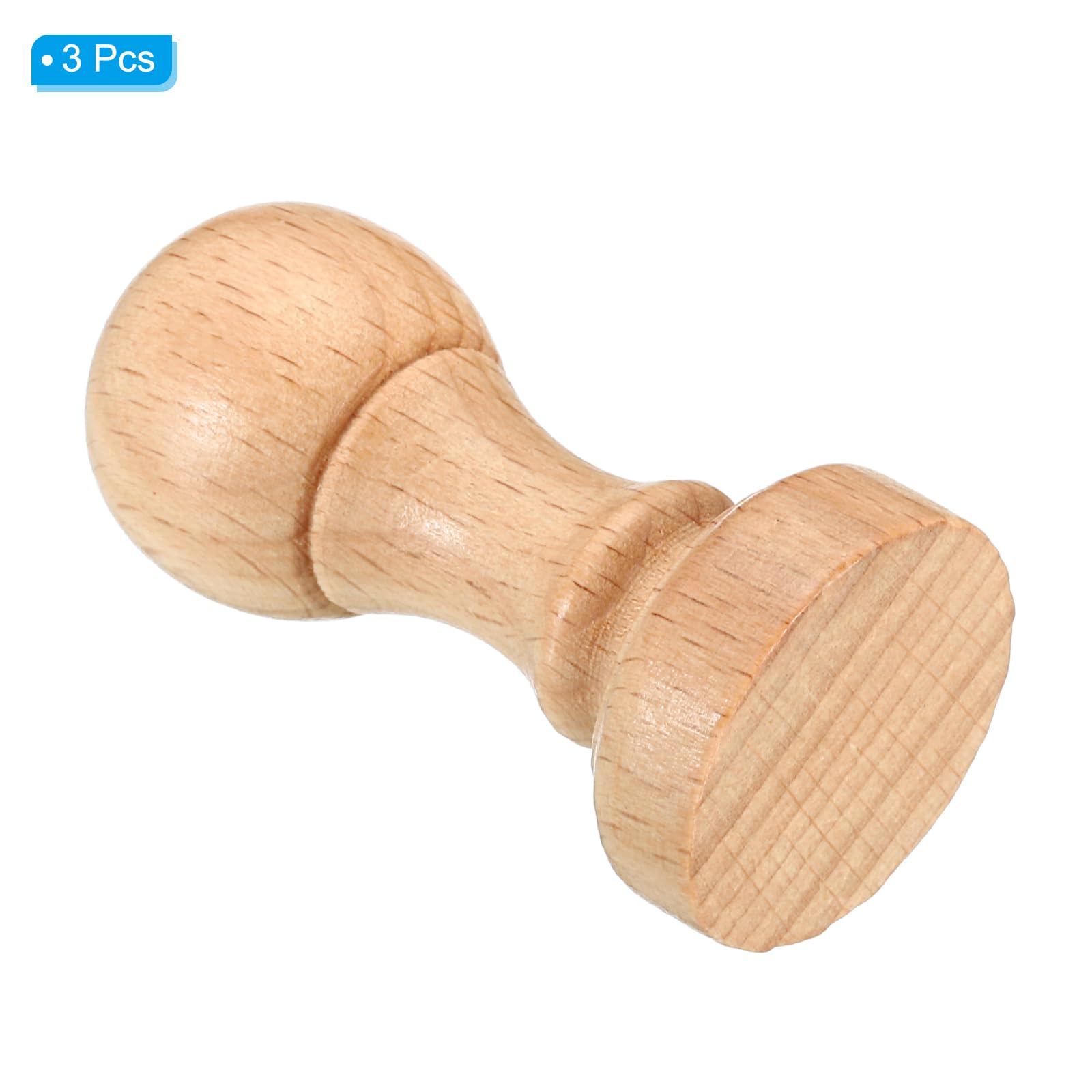 PATIKIL 30mm Stamp Wood Round Handle, 3 Pack Wooden Knobs Stamp Mounts Drawer Pulls for Stamp Making DIY Crafting Scrapbooking Brown - Image 3