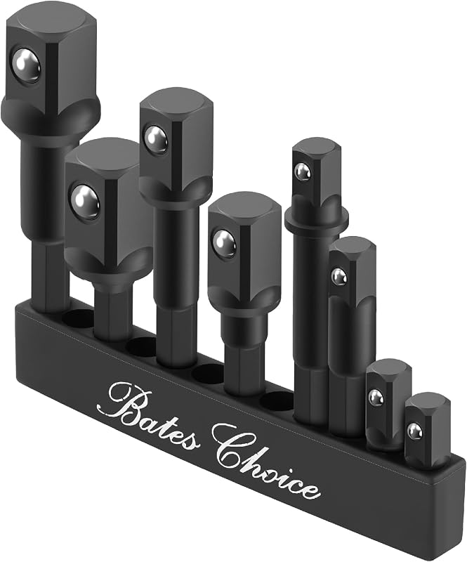 Kit de Adaptadores para Soquetes de Impacto Bates Choice com Haste Sextavada, 8 Peças, 6,35 mm, 9,53 mm e 12,7 mm