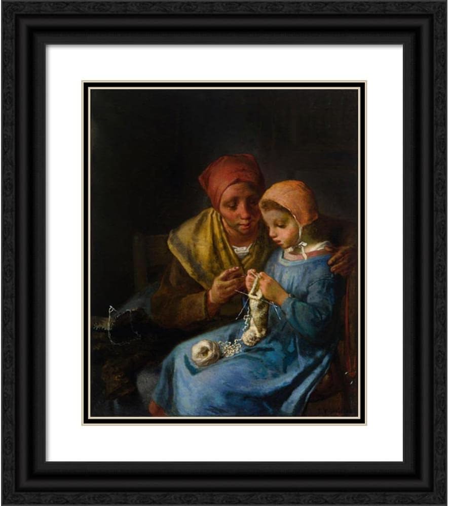 ArtDirect The Knitting Lesson (1869) 11x14 UnFramed Museum Art Print Poster Ready for Framing by Jean-François Millet (French, 1814-1875)