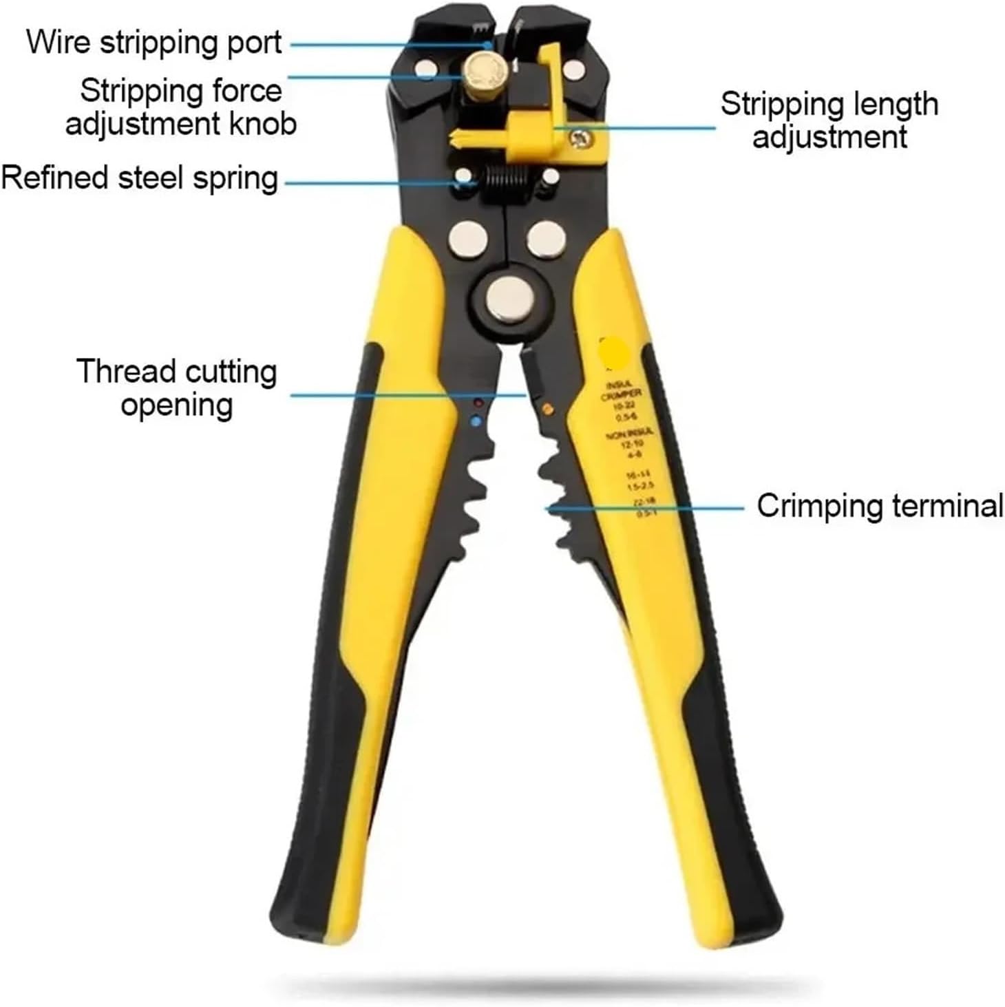 1Pcs Wire Stripping Multifunctional Pliers For Cable Cut CrimpTerminal High Precision Automatic Hand Tool Crimper Cable Cutter (Color : Orange)
