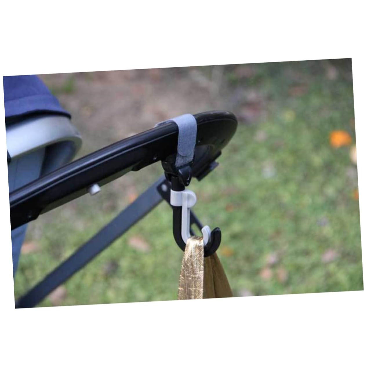 BESTonZON 2 Pack Stroller Hooks Hook Loop for Stroller Baby Car Hooks Clip Hanger Black/Gray Adjustable Diameter for Diaper Grocery Bags