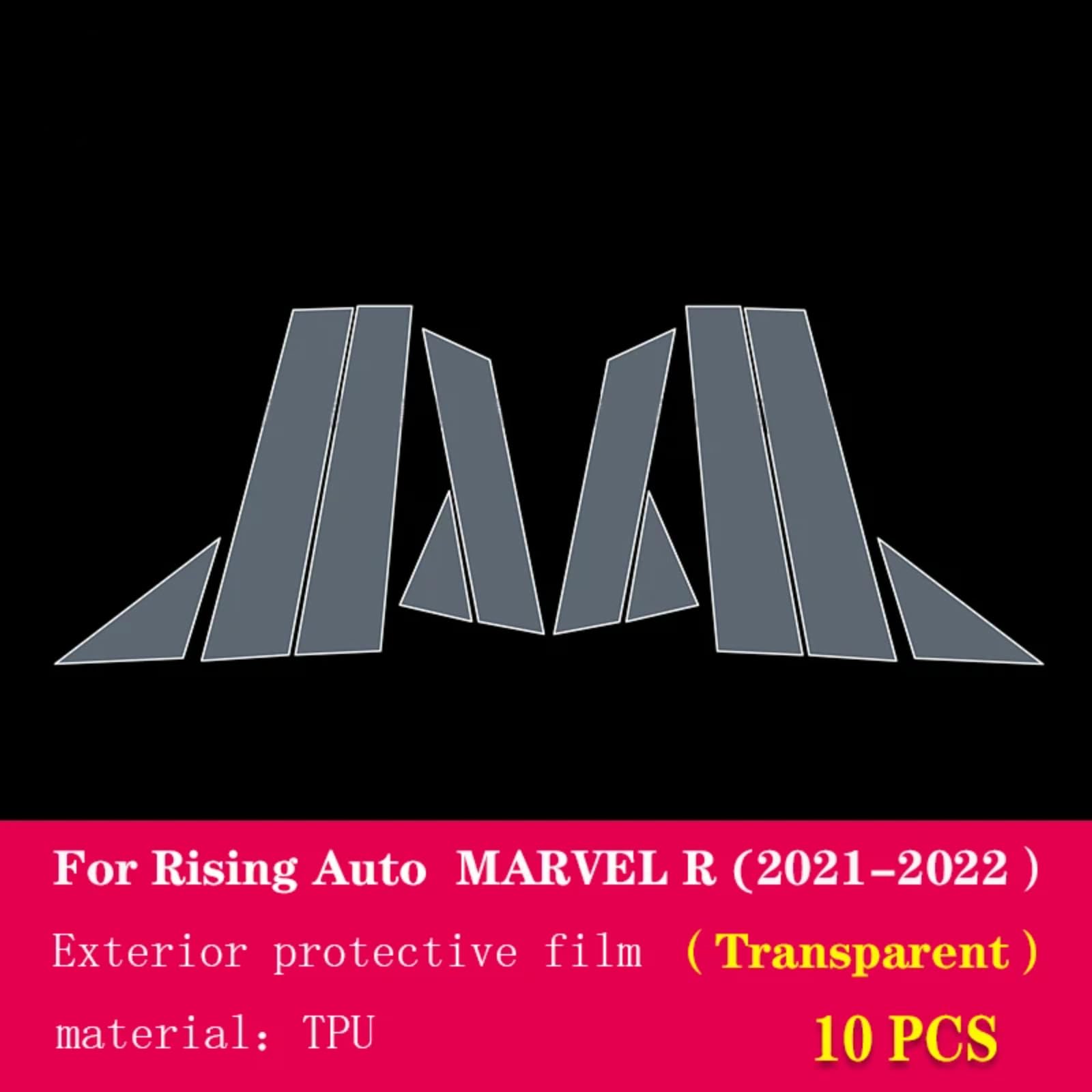 Pellicola protettiva per carrozzeria esterna auto B C per la prevenzione dei graffi del pilastro della finestra in TPU PPF, accessori per pellicola in TPU PPF, per Rising Auto Marvel R 2021-2023 (A