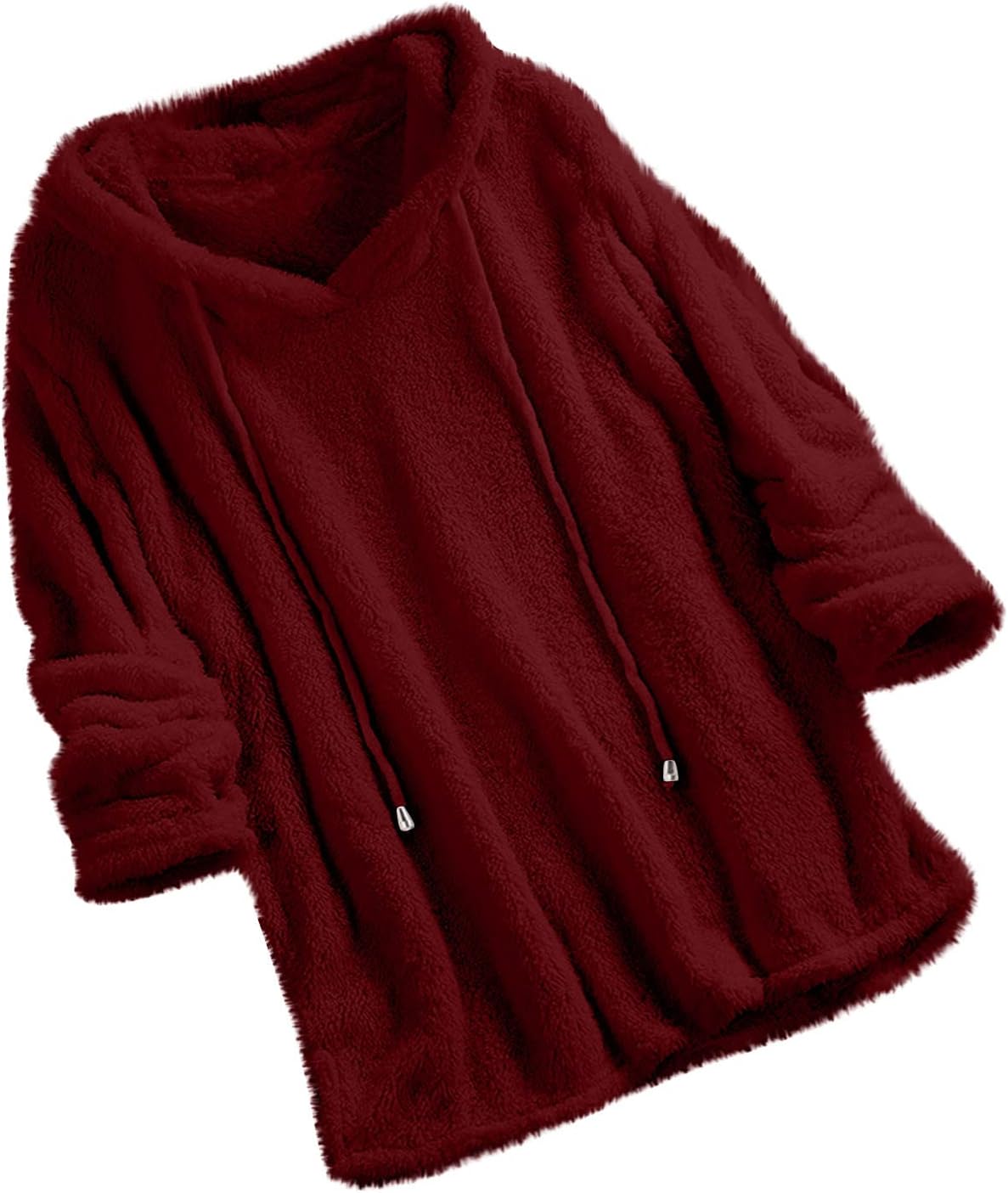 Swrowesi Women's Cute Button Down Tweed Cat Ears Hooded Cape Plush Pocket Winter Pacthwork Coat : Sports & Outdoors
