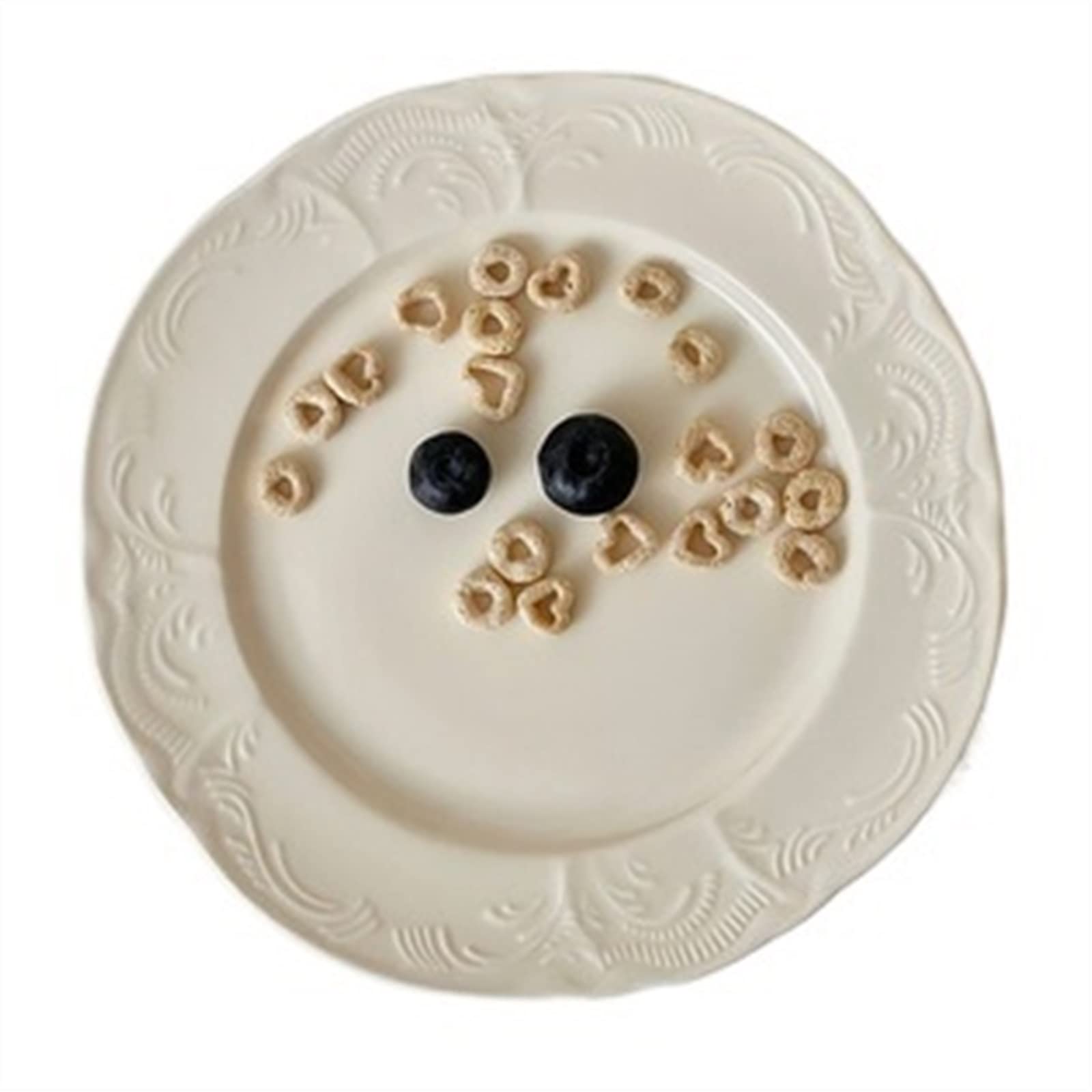 HPTHLY Plate Ceramic Dining Plate Household Flat Plate Dinner Plate Cafeteria Fruit Plate Dessert Plate Circular Flat Plate Shallow Plate Dessert Plate