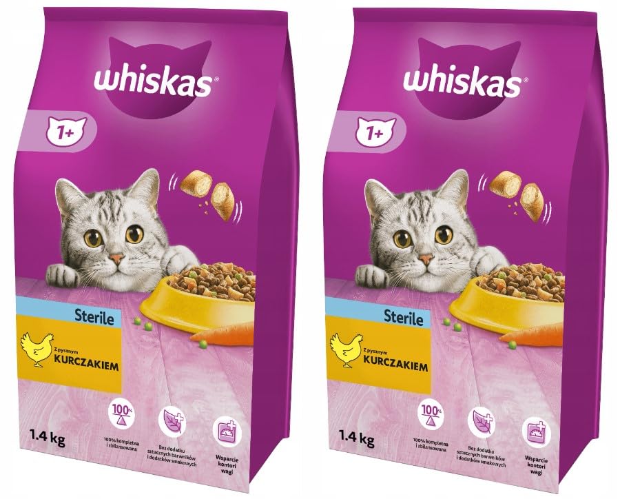 Lot de 6 Aliments pour Chats Adultes stérilisés au goût Poulet 1,4 kg