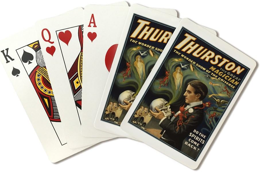 Thurston The Great Magician Holding Skull Magic, Vintage Theater Advertisement, 52 Playing Cards for Adults, Poker Size Card Deck