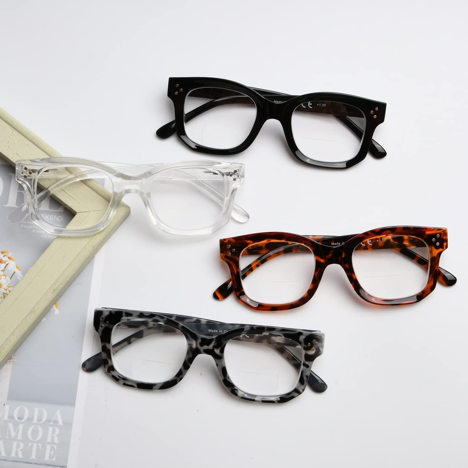 Eyekepper 4-pack Bifocal Reading Glasses for Women Small Bi-focal Readers