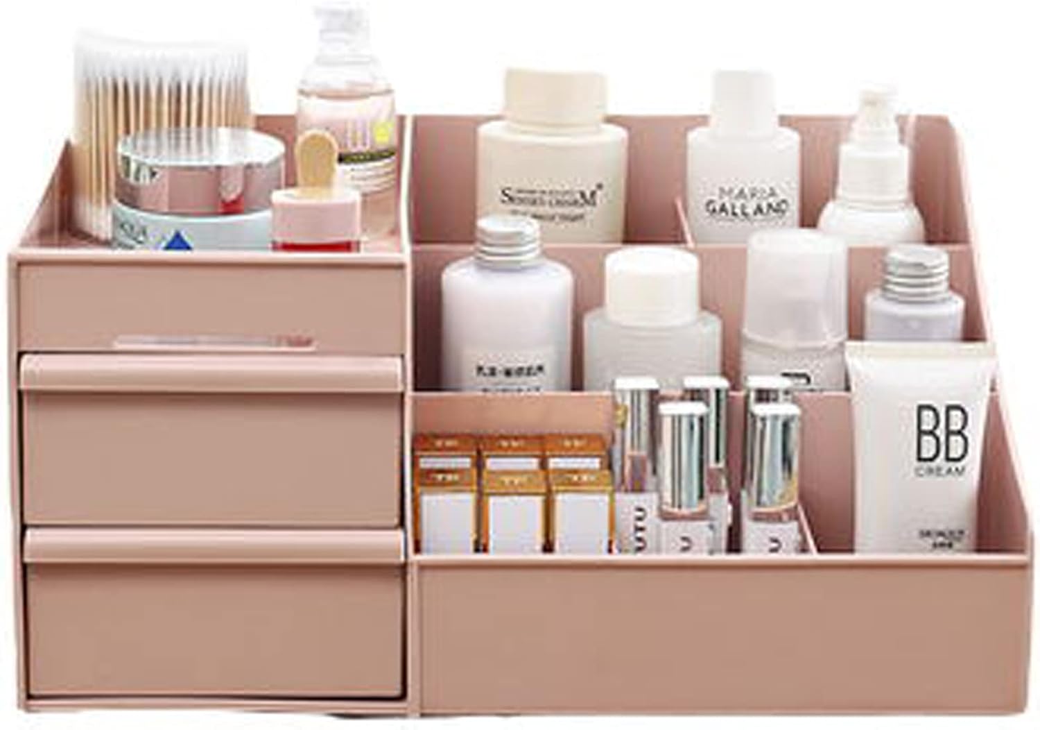 skin care organizer,Makeup Desk Organizer With Drawers,Countertop Organizer for Cosmetics,Vanity brush with Holder for Lipstick, Brushes, Eyeshadow, and Desktop Finishing Dresser (D-greener)