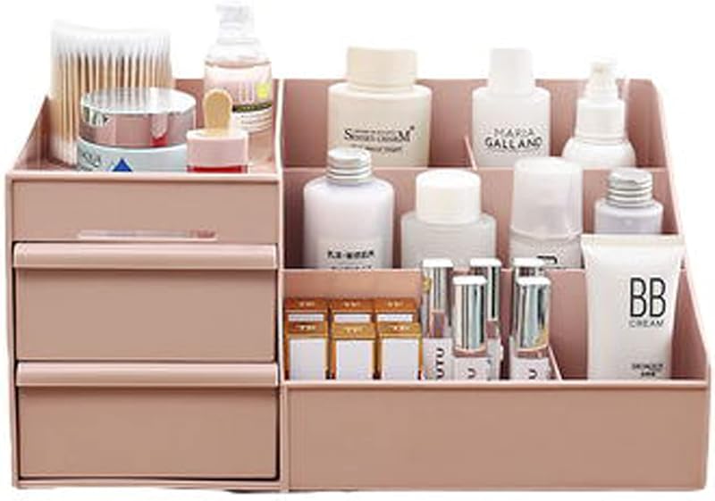 Organizador de cosméticos POFUOT com gaveta e 7 compartimentos, Rosa