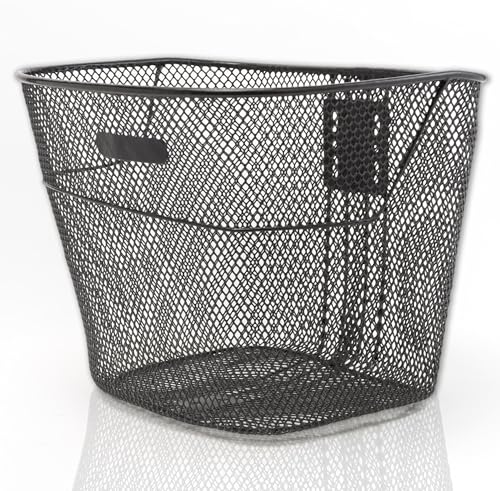 IPEA Panier de Vélo Avant en Maille Métallique Noire - 21 x 24 cm - Panier Porte-Bagages pour Vélo Classique et VTT - Léger, Robuste, Antirouille -...