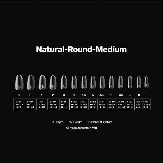 Apres Gel-X Round Box of Nail Tips | 280 Tips, Soft Gel Tips, 14 Sizes 00-9 | Half-sizes Included (Natural Round Medium)