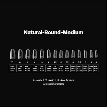 Apres Gel-X Round Box of Nail Tips | 280 Tips, Soft Gel Tips, 14 Sizes 00-9 | Half-sizes Included (Natural Round Medium)