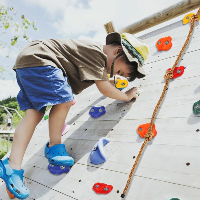 Image of Multisize Rock Climbing Holds Play Set for Kids, Adult Wall Climbing Stone for DIY Children Playground Wall /Wood Block (Pack of 24)