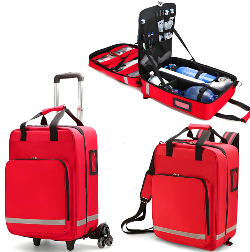 Mochila De Primeros Auxilios, Bolsa De Trauma Para Socorristas De Emergencia Vacía, Bolsa De Mochila Médica De Primeros Auxilios De Gran Capacidad, Con Carro Desmontable, Para Caminatas Al Aire Libre