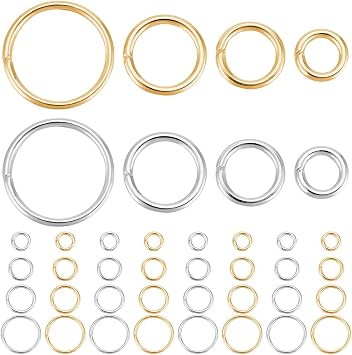 Beebeecraft 600Pcs 4/5/6/8mm Open Jump Rings 18K Gold & 925 Sterling Silver Plated 304 Stainless Steel Jump Ring Connector Links for Jewelry Making DIY Crafts Accessories