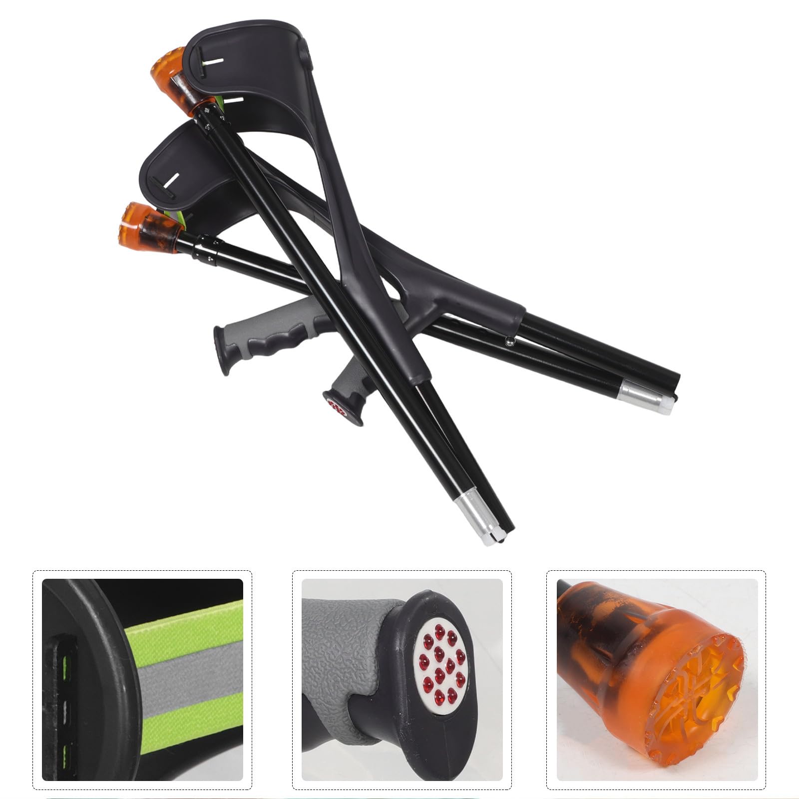 Hemobllo Muletas Axilares Plegables para Actividades Diarias y Rehabilitación Soporte Anatómico Cómodo de Aleación de Aluminio con Altura Ajustable y Mango Ergonómico