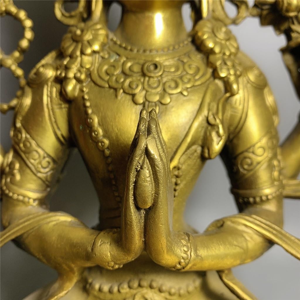 Posąg Buddy do wnętrz Feng Shui Dekoracja Mosiądz Guanyin siedzący Statua Domowe Biuro Rzemiosło Dekoracja Zen Bodhisattwa Statua Medytująca Statua Buddy Figurka Rzeźba