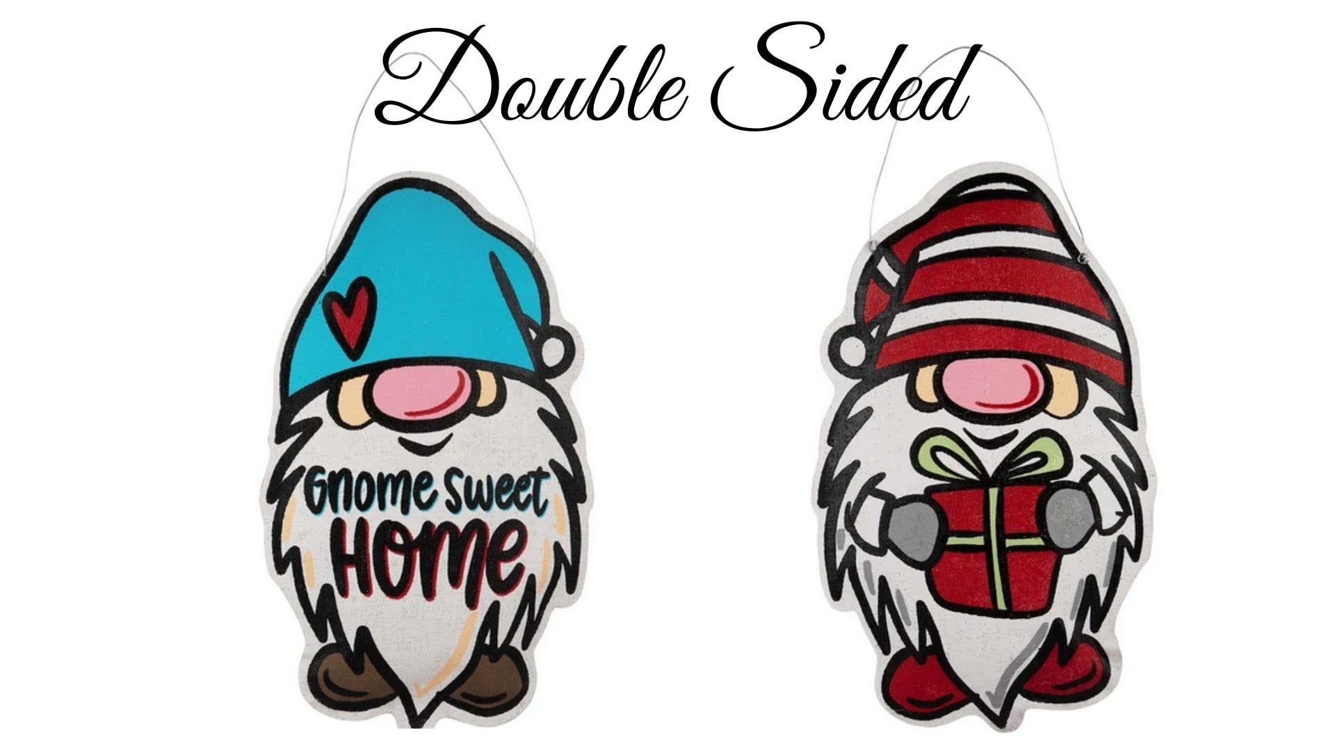 Glory Haus, Gnome Reversible Burlee Door Hanger Christmas Door Wreath Hanger