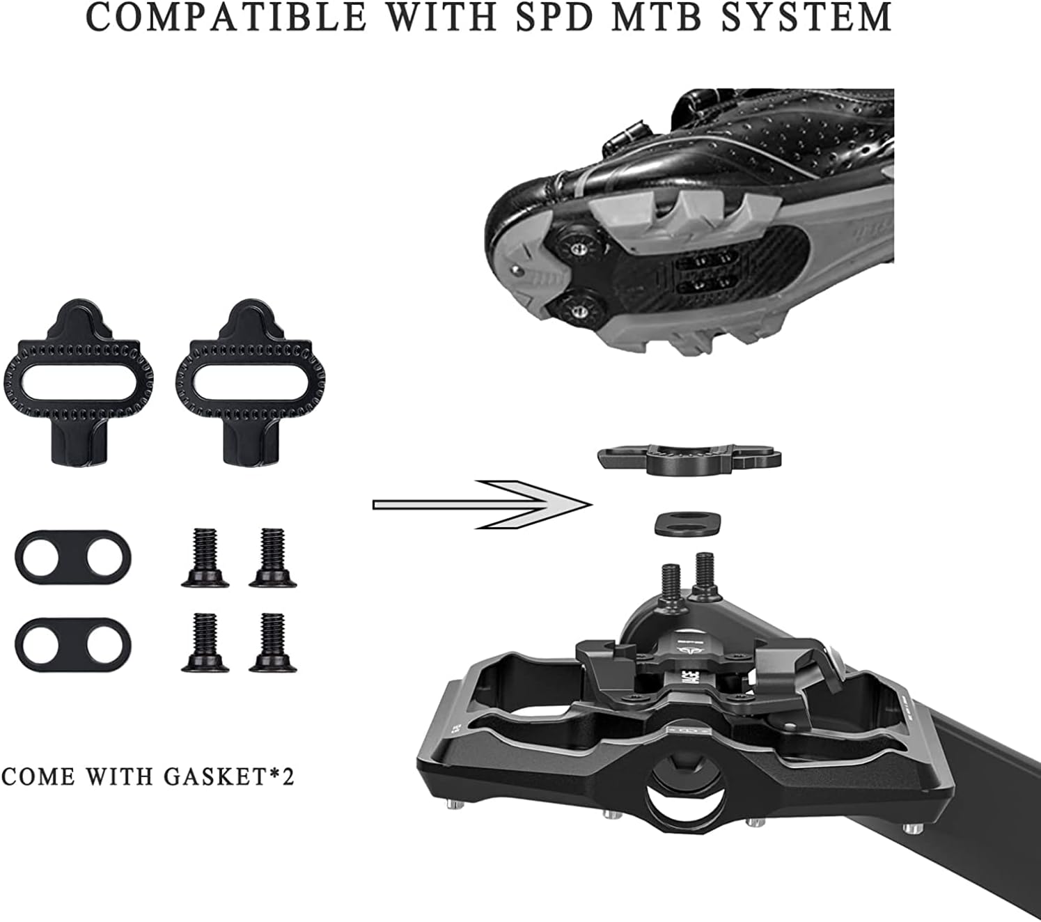 Compatibilidad SPD MTB con calas y accesorios incluidos