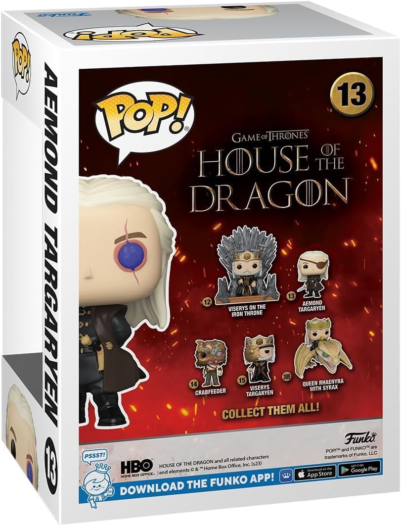 POP TV: House of The Dragon - Aemond Targaryen Glow-in-The-Dark Chase Funko Vinyl Figure (Bundled with Compatible Box Protector Case), Multicolor, 3.75 inches