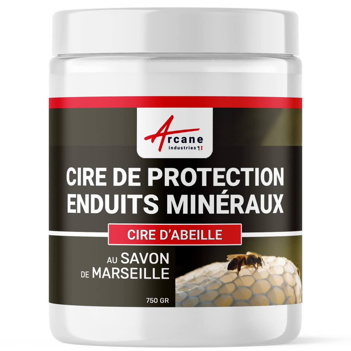 Cire d'abeille, protection et entretien enduits minéraux, cire de protection, enduits mineraux - 750 gr - ARCANE INDUSTRIES
