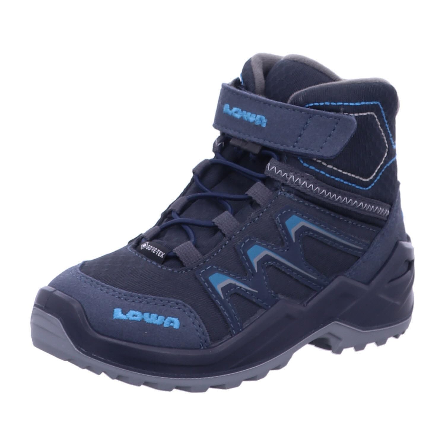 LOWA Maddox Warm GTX Mid Jr Klettstiefel Blau