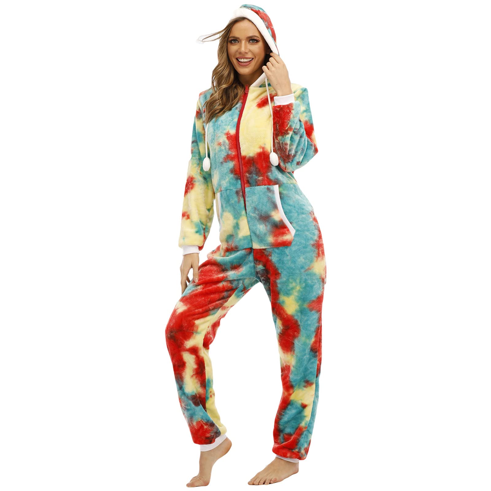 Generisch Pigiama da donna in pile di flanella, pantaloni lunghi da donna, in pile, pigiameria, pigiama caldo con tuta, tuta da notte, da donna, taglie grandi