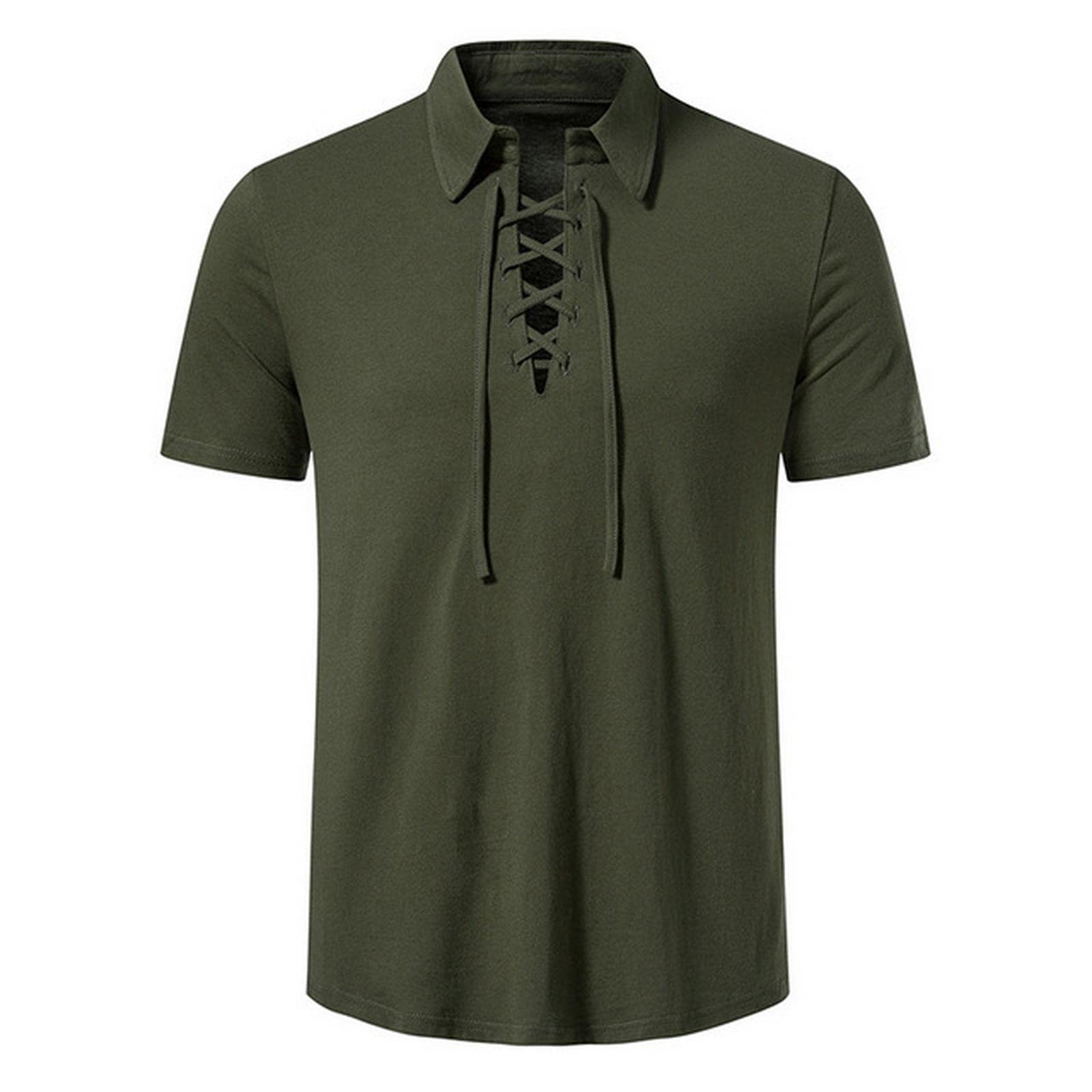 Maglietta da uomo tinta unita da uomo, manica corta a maniche corte, colore verde militare, M