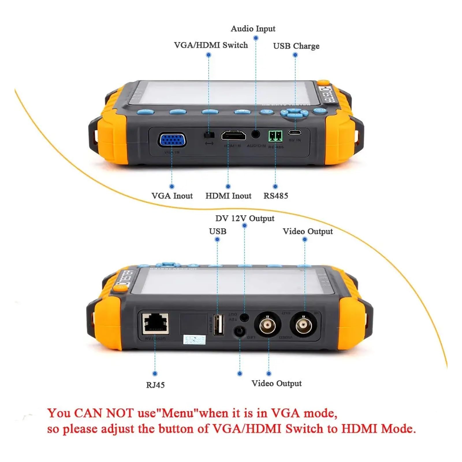 Tester CCTV, Przenośny Tester CCTV IV8W 8MP AHD/CVI/TVI Mini Monitor kamer wejścia VGA Kabel wideo bezpieczeństwa(IV7W)