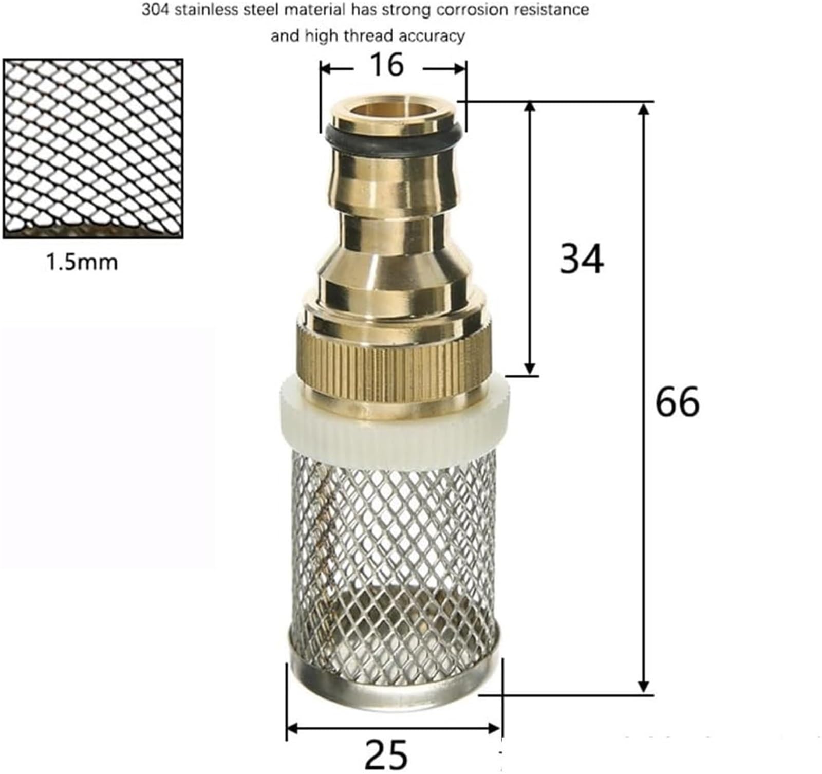 Filtro de Bomba de Agua de Alto Rendimiento for hidrolimpiadoras - Manguera de 16 mm con colador de latón for Lavado de Autos y riego de Jardines,Filtros para tuberías(1/2")