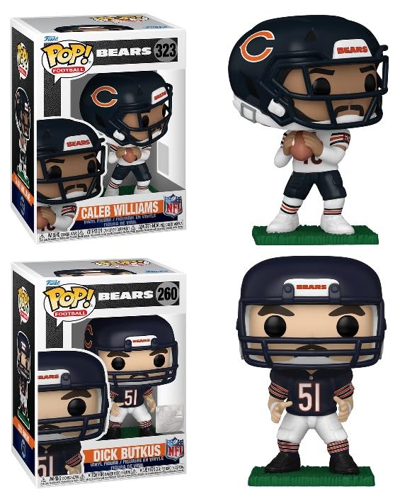 Funko Pop! NFL Chicago Bears Caleb Williams and Dick Butkus Combo Set of 2 Collectible Vinyl Figures