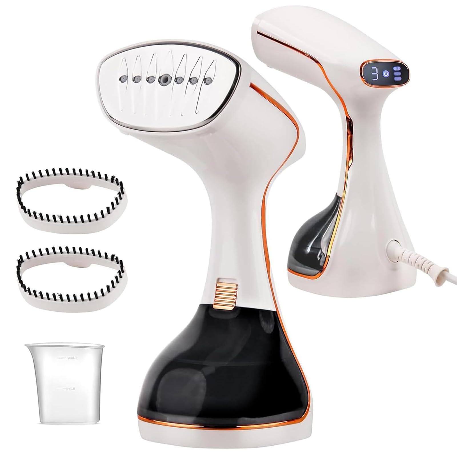 OKYUK Dampfglätter 1800W, Tragbarer Steamer für Kleidung, 320ml Wassertank, Schnellaufheizung, Dampfbügeleisen inkl. 2 Bürsten, Ideal für Reise & Zuhause, Faltenentferner gegen Bakterien(Weiß)