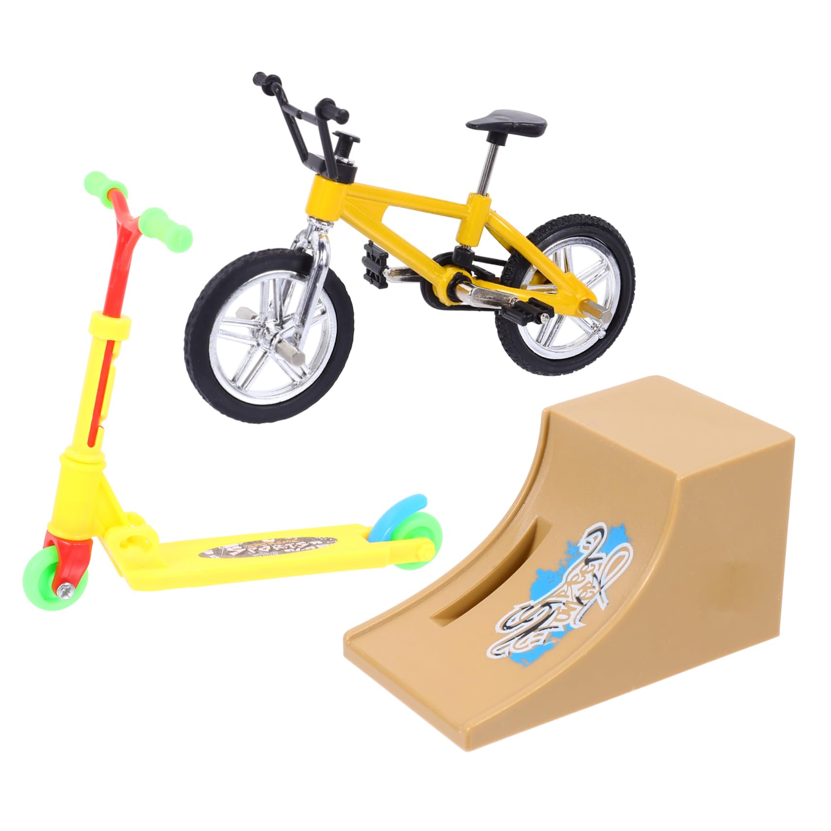 ERINGOGO 1Set Mini Finger Portable Finger Scooter and Bike Ramp Relief and Educational for Adults and Compact Design for Fun Play