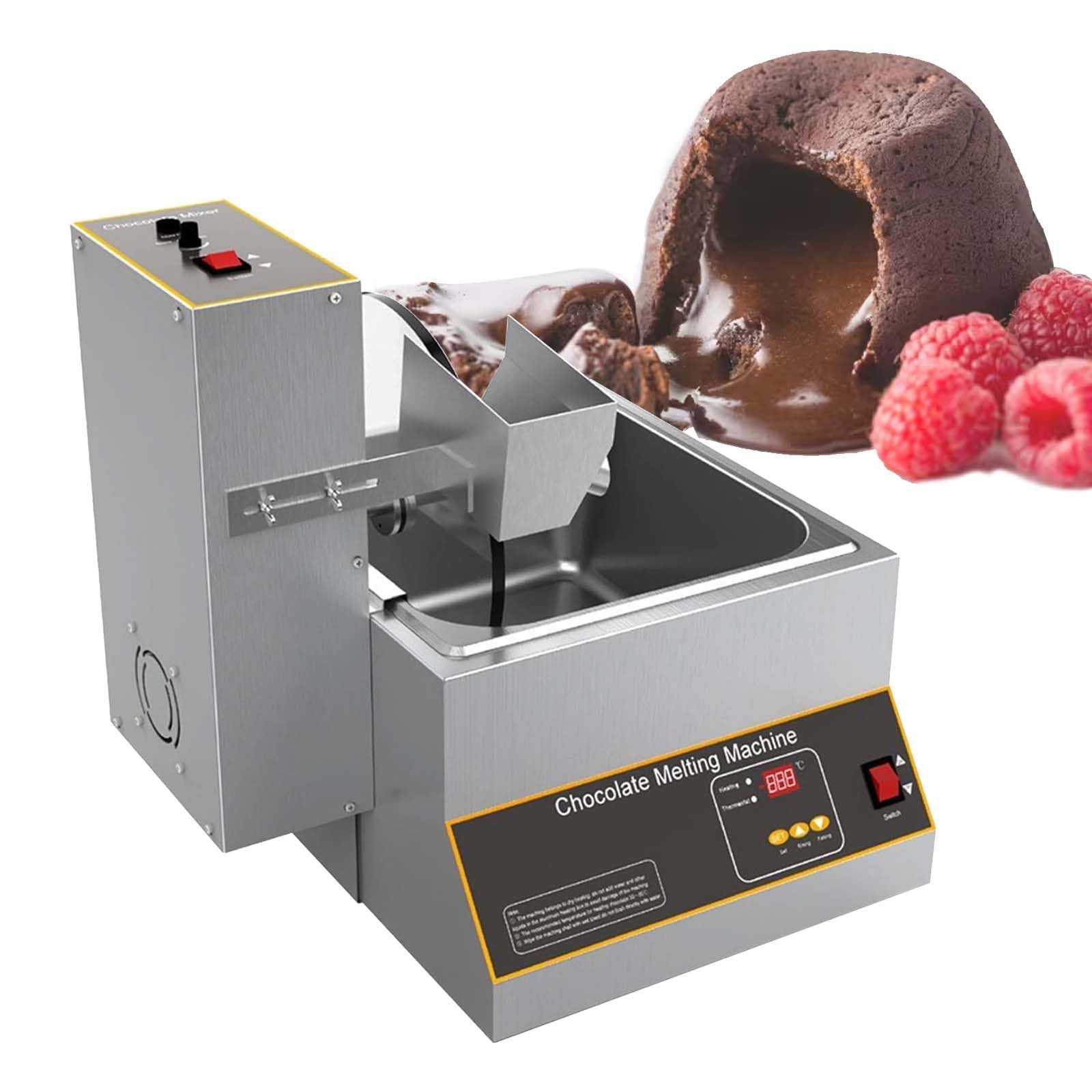 ASerZenith Commercial Chocolate Melter Tempering Pouring Machine - 32-185°F / 0-85°C, Stainless Steel Electric Chocolate Melting Pot, 35-55 Rpm, For 12Kg Of Chocolate