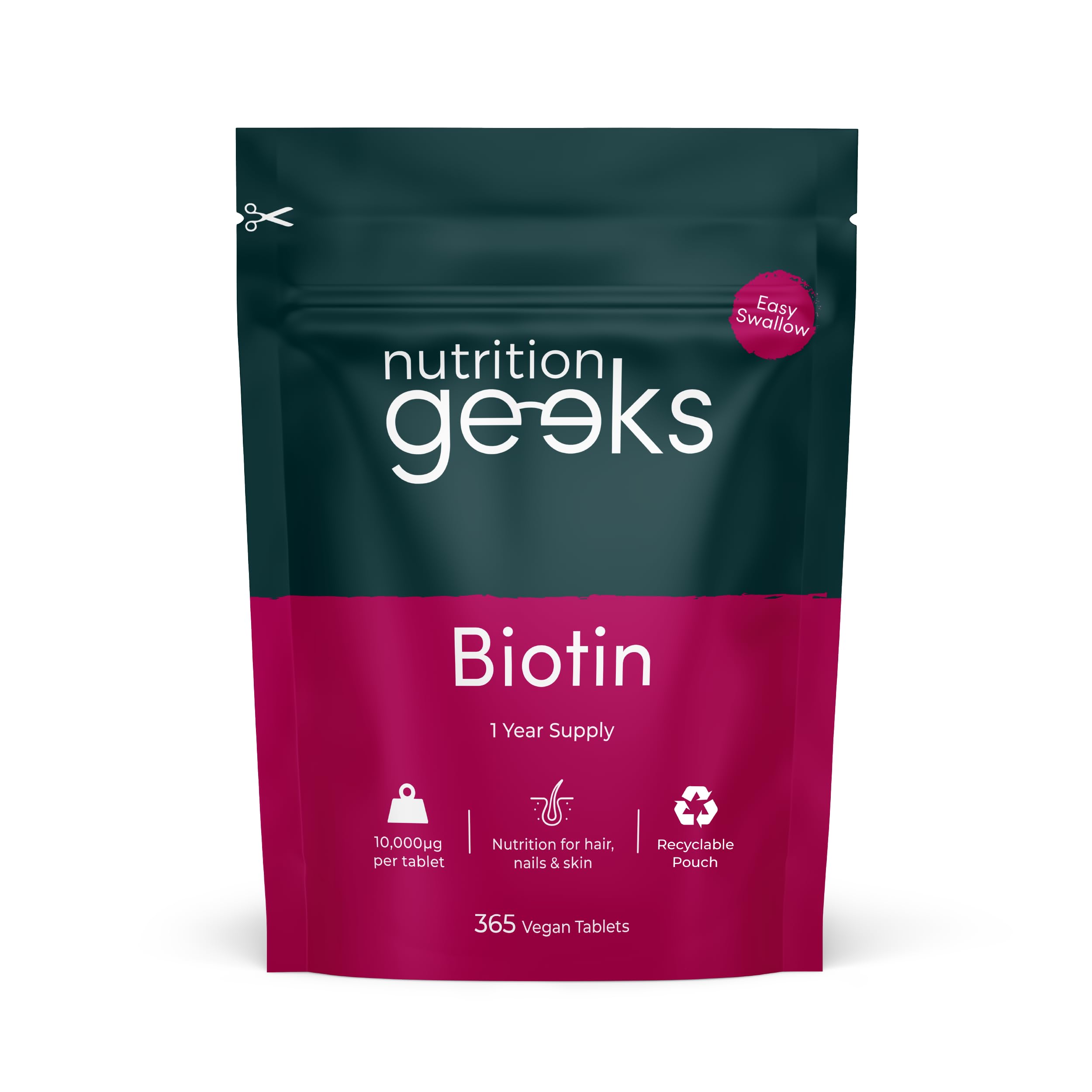 Biotin Hair Growth Supplement - 1 Year Supply High Strength Biotin 10,000mcg Per Tablet, Hair Skin and Nails Vitamins for Women & Men, 365 Vegan Biotin Tablets - Easy to Swallow UK Made Hair Vitamins