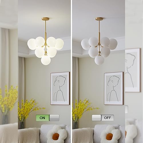 Miniatura 7 de Lámpara de araña moderna de mediados de siglo con 13 luces de latón dorado para comedor, isla de cocina, dormitorio, sala de estar