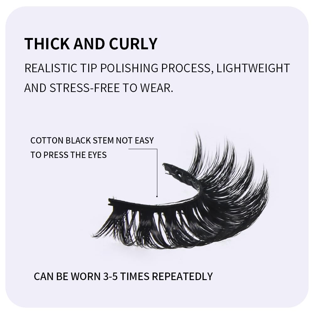 AKARA Ciglia Naturali 7 Paia 3D Ciglia Artificiali Russian Strip Finte Mink Lashes