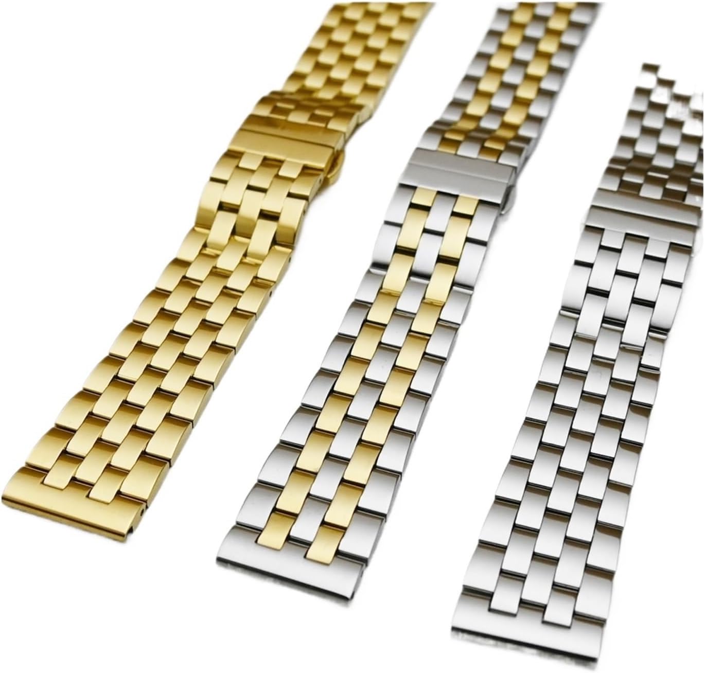 XILILHC Stainless Steel Metal Watch Band Solid Polished Straps Curved End 24 23 22 21 20 19 18mm