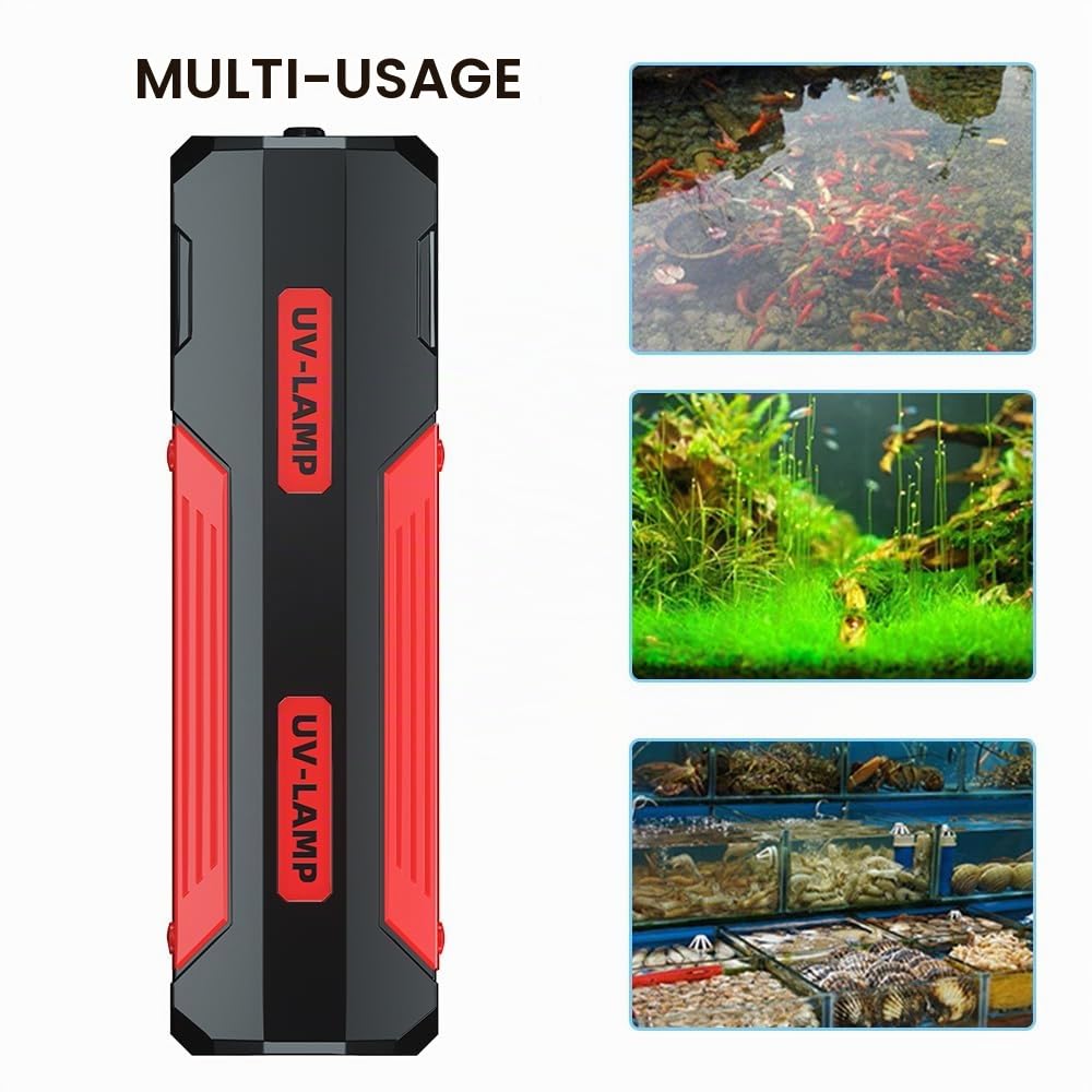 DONGKER Stérilisateur UV pour Aquarium, 9/15/22W ABS, Purificateur d'Eau pour Aquarium, Lampe UV à Double Tube pour Élimination des Algues avec Contrôle de Temps Externe de 3/6/12/24h