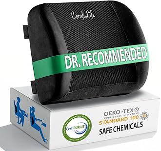 Lumbar Support Back Pillow Office Chair and Car Seat Cushion - Memory Foam with Adjustable Strap and Breathable 3D Mesh (Black)