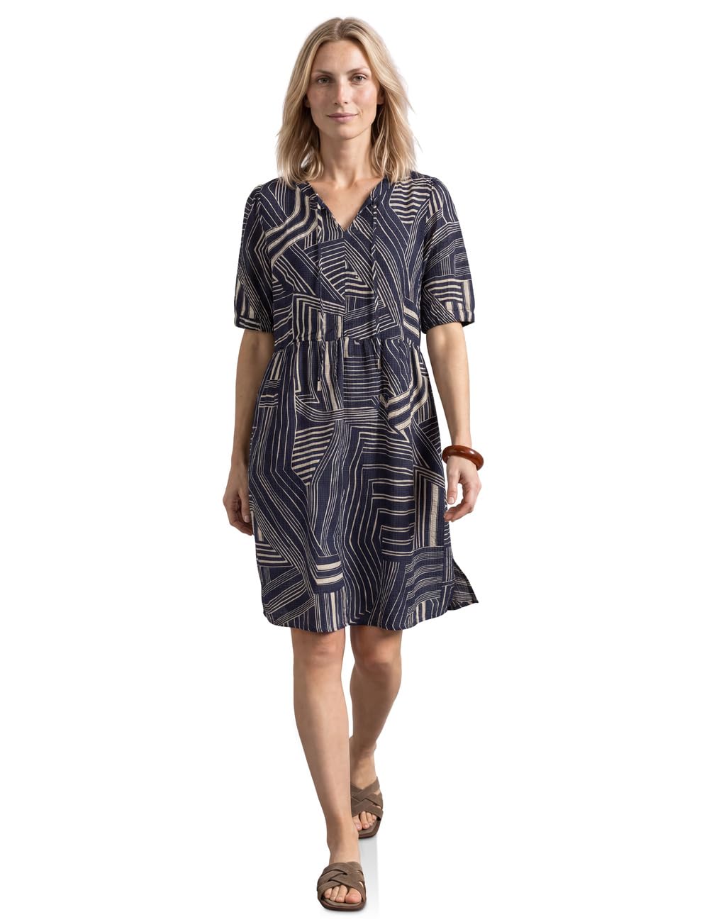 Street One Knee Length Dress with Bow Detail Darkest Blue 36