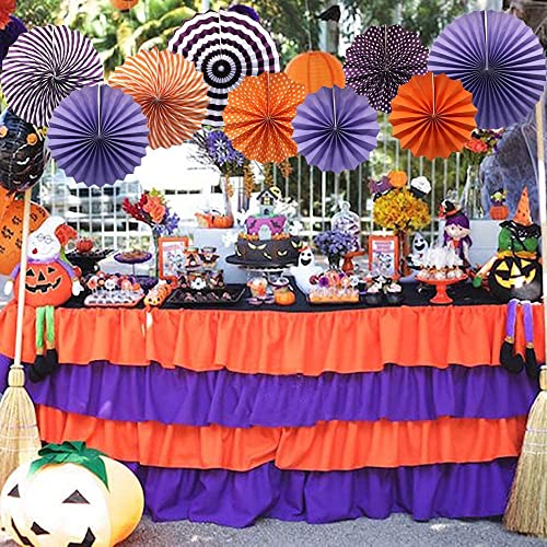 Image of 6 pcs Purple Hanging Paper Fans for Party Decoration Colorful Patterns Party Fans for Birthday Anniversary Bridal Shower Baby Shower Christmas Diwali & Wedding Decor (Pack of 6, Purple)