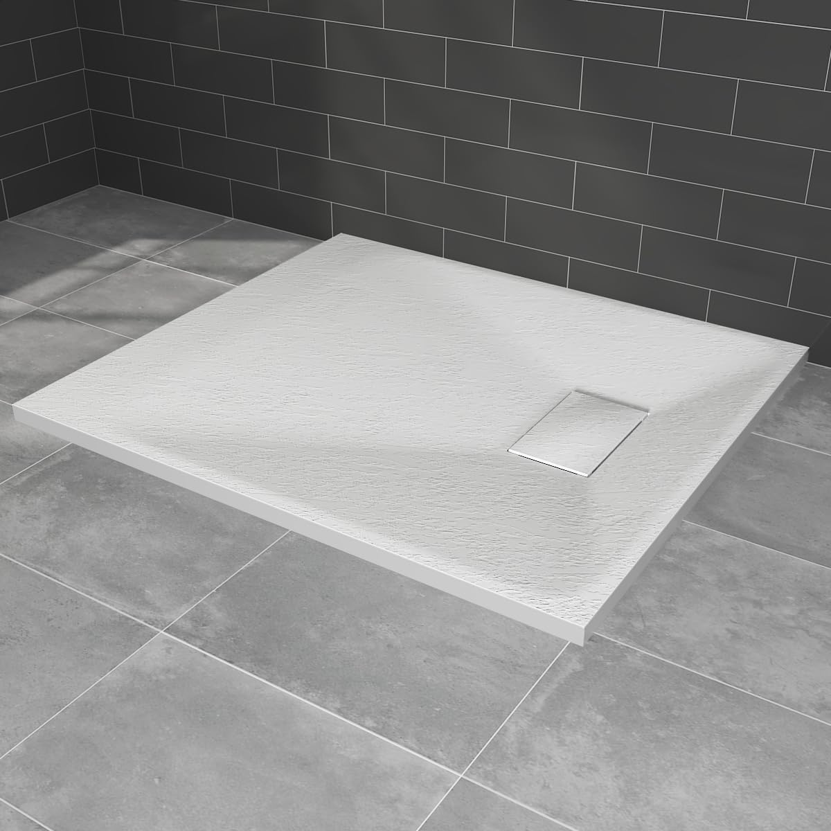 NRG 900 x 800mm SMC Shower Tray, White Shower Base and Fast Flow Waste
