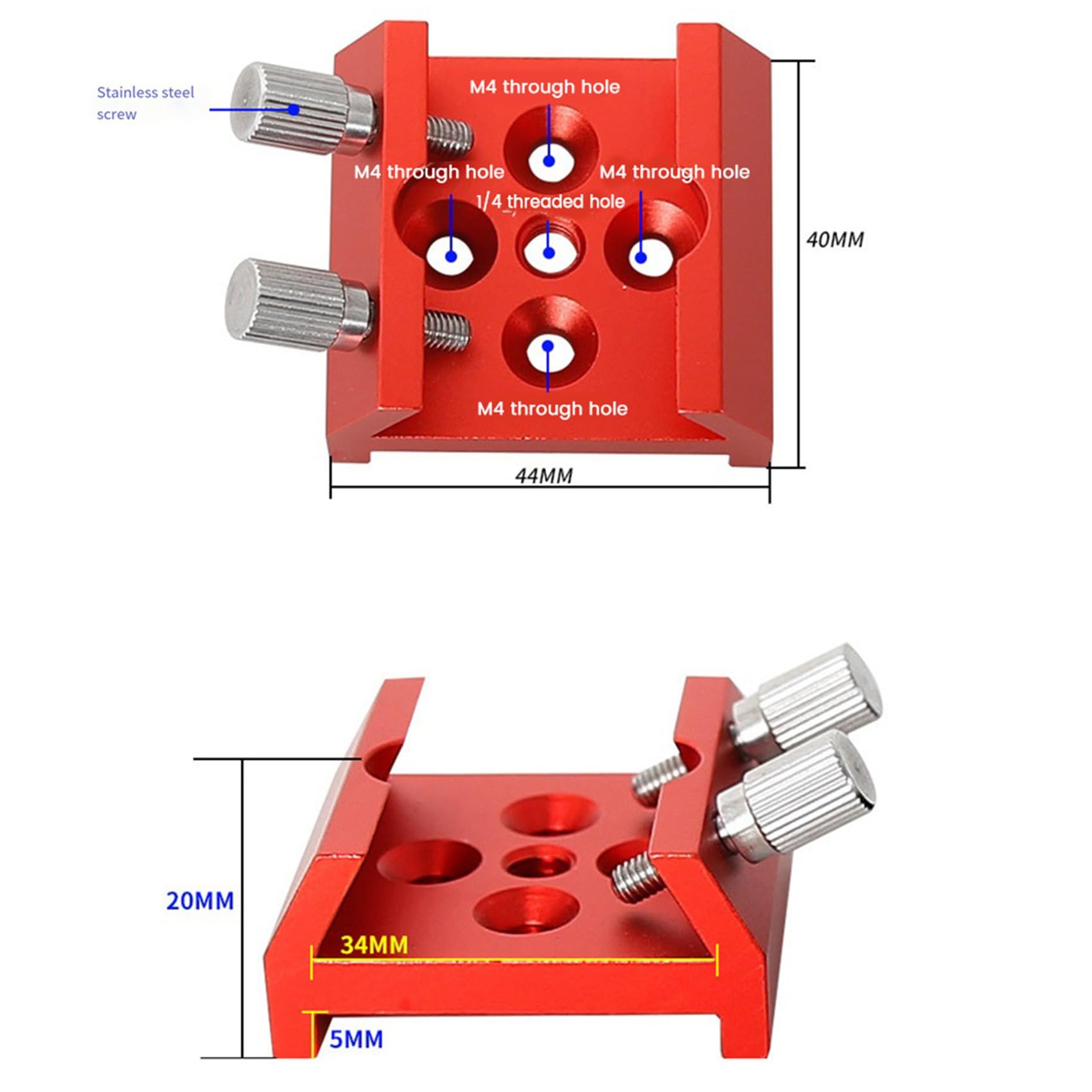 2X Base del Buscador de Telescopios, Ranura en de, Base de ModificacióN de Rosca de 1/4, Accesorios de Montaje para Telescopio AstronóMico, Rojo